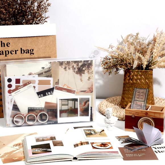 New 114-Piece Pack with Vintage Stickers & Washi Tape for Scrapbooking and Craft - Picture 7 of 9